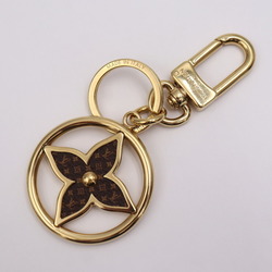 LOUIS VUITTON Louis Vuitton Porte Cle LV Treasured Monogram Keychain M01207 Metal PVC Gold Brown Keyring Bag Charm Flower