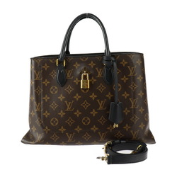 LOUIS VUITTON Louis Vuitton Flower Tote Monogram Handbag M43550 PVC Leather Brown Black Shoulder Bag Cadena