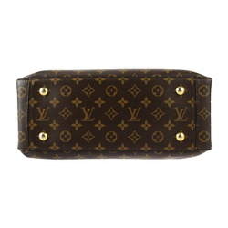 LOUIS VUITTON Louis Vuitton Flower Tote Monogram Handbag M43550 PVC Leather Brown Black Shoulder Bag Cadena