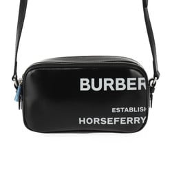 BURBERRY Camera Micro Horseferry Shoulder Bag 8022339 Coated Canvas Leather Black White Crossbody Pochette
