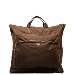 Prada Triangle Plate Garment Handbag Shoulder Bag Khaki Green Brown Nylon Leather Men's PRADA