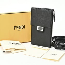 FENDI Phone Holder Smartphone Pouch Shoulder Bag 7AS034 Selleria Leather Black S-155407