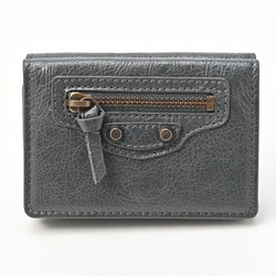 Balenciaga Classic Wallet Tri-fold 477455 Leather Grey E-155380