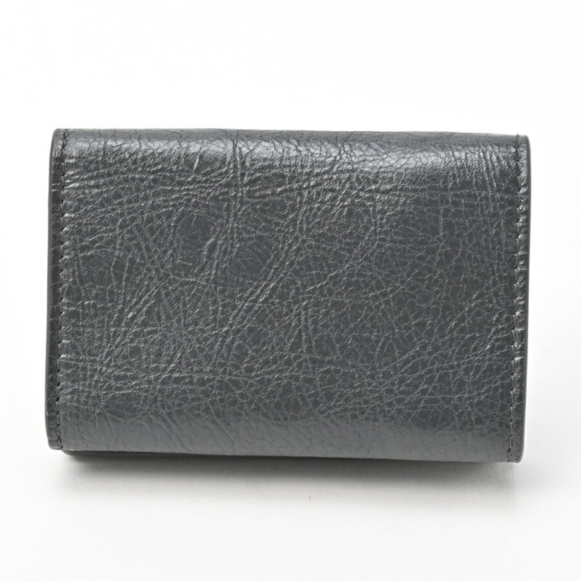 Balenciaga Classic Wallet Tri-fold 477455 Leather Grey E-155380