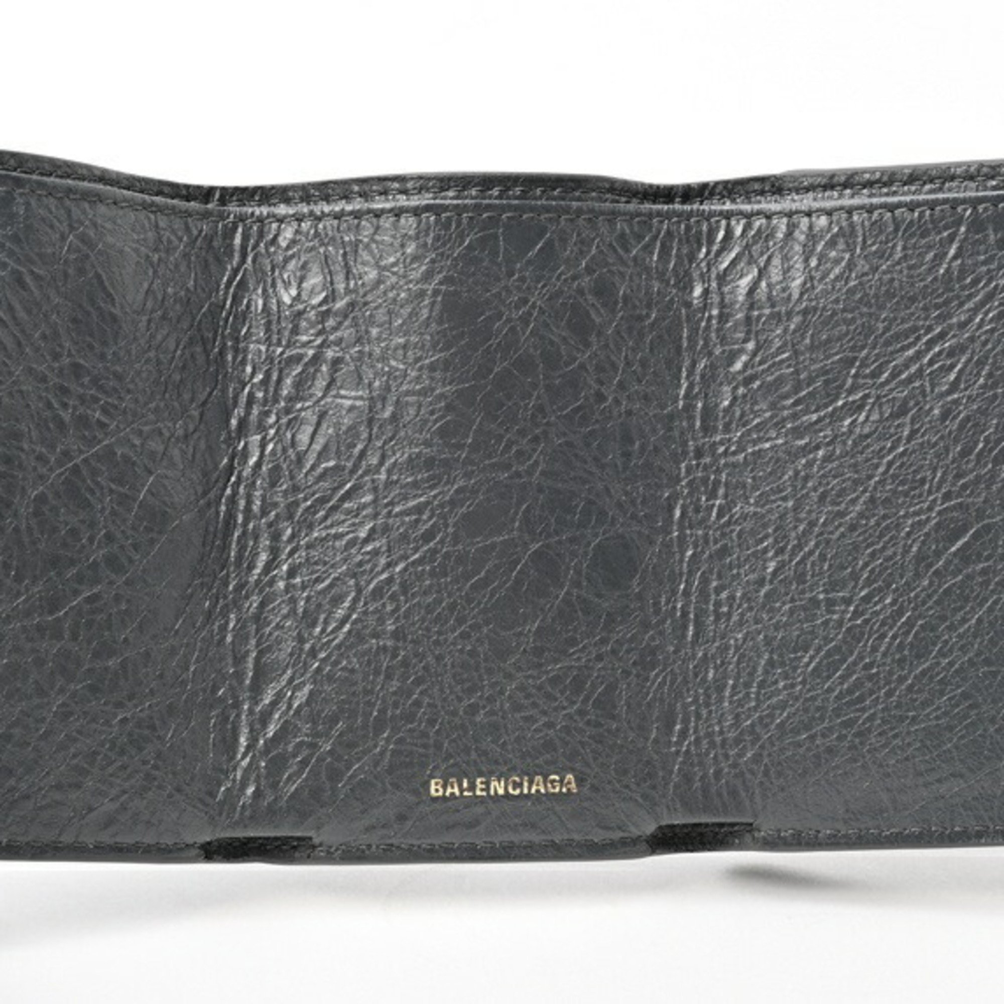 Balenciaga Classic Wallet Tri-fold 477455 Leather Grey E-155380