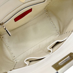 VALENTINO GARAVANI Valentino Garavani Rockstud Shoulder Bag Tote Handbag Ivory Leather Women's