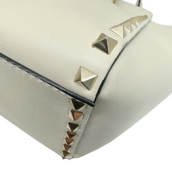 VALENTINO GARAVANI Valentino Garavani Rockstud Shoulder Bag Tote Handbag Ivory Leather Women's