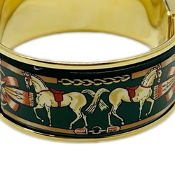 HERMES Hermes Loke Bangle Watch Quartz Cloisonne LO1.201 Ladies Gold Green