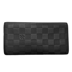 LOUISV UITTON Louis Vuitton Portefeuille Brazza Damier Infinie Long Wallet Calf Leather Black Men's N63010 SP2103