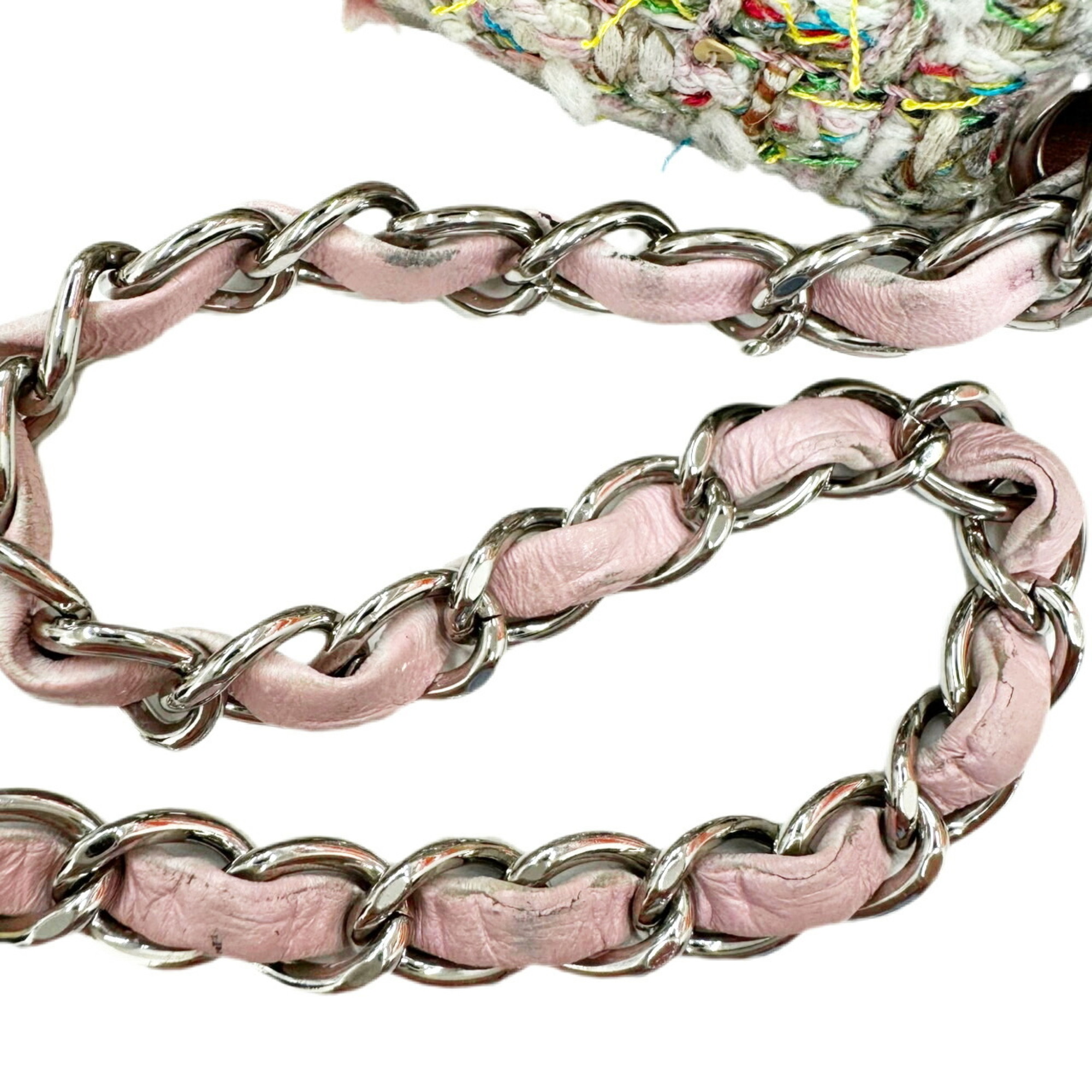 CHANEL Chanel Chain Bag Tweed Pink Other Multicolor 9th Series Women's S Metal Fittings Handbag