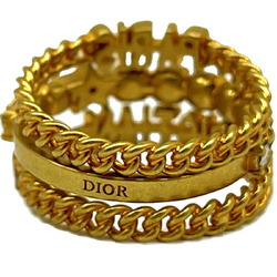 Christian Dior Dior Ring Set Rhinestone Gold 3 Row Double Neck Attached Women's Beads Size 14 L