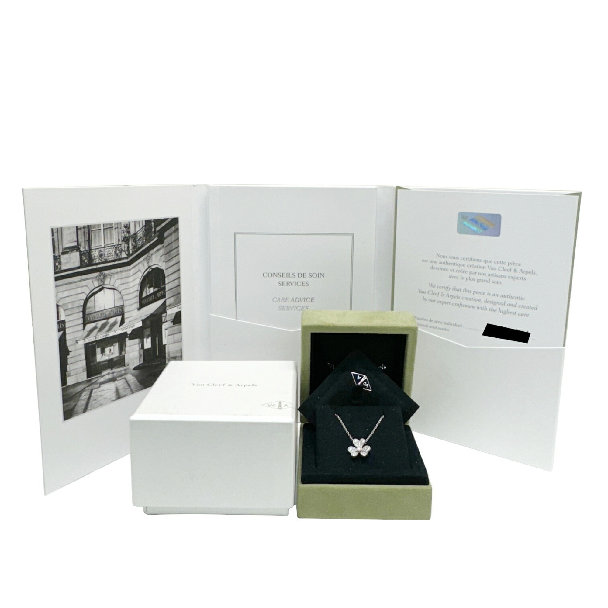 Van Cleef & Arpels Frivole Model Pendant Necklace 750 18K White Gold WG VCARP3W300 3.7g Diamonds for Women