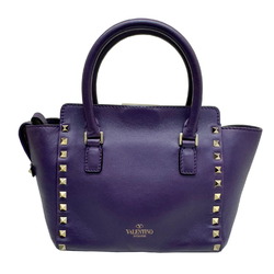 VALENTINO GARAVANI Valentino Garavani Rockstud Shoulder Bag Tote Handbag Small Purple Leather Women's