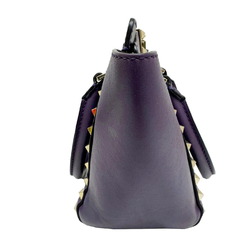 VALENTINO GARAVANI Valentino Garavani Rockstud Shoulder Bag Tote Handbag Small Purple Leather Women's