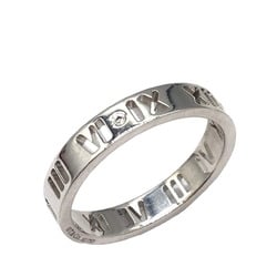 Tiffany & Co. Atlas Pierced Ring, Size 12, 4P Diamond, Diamond Fashion K18WG White Gold, Engagement Women's, Men's, Unisex