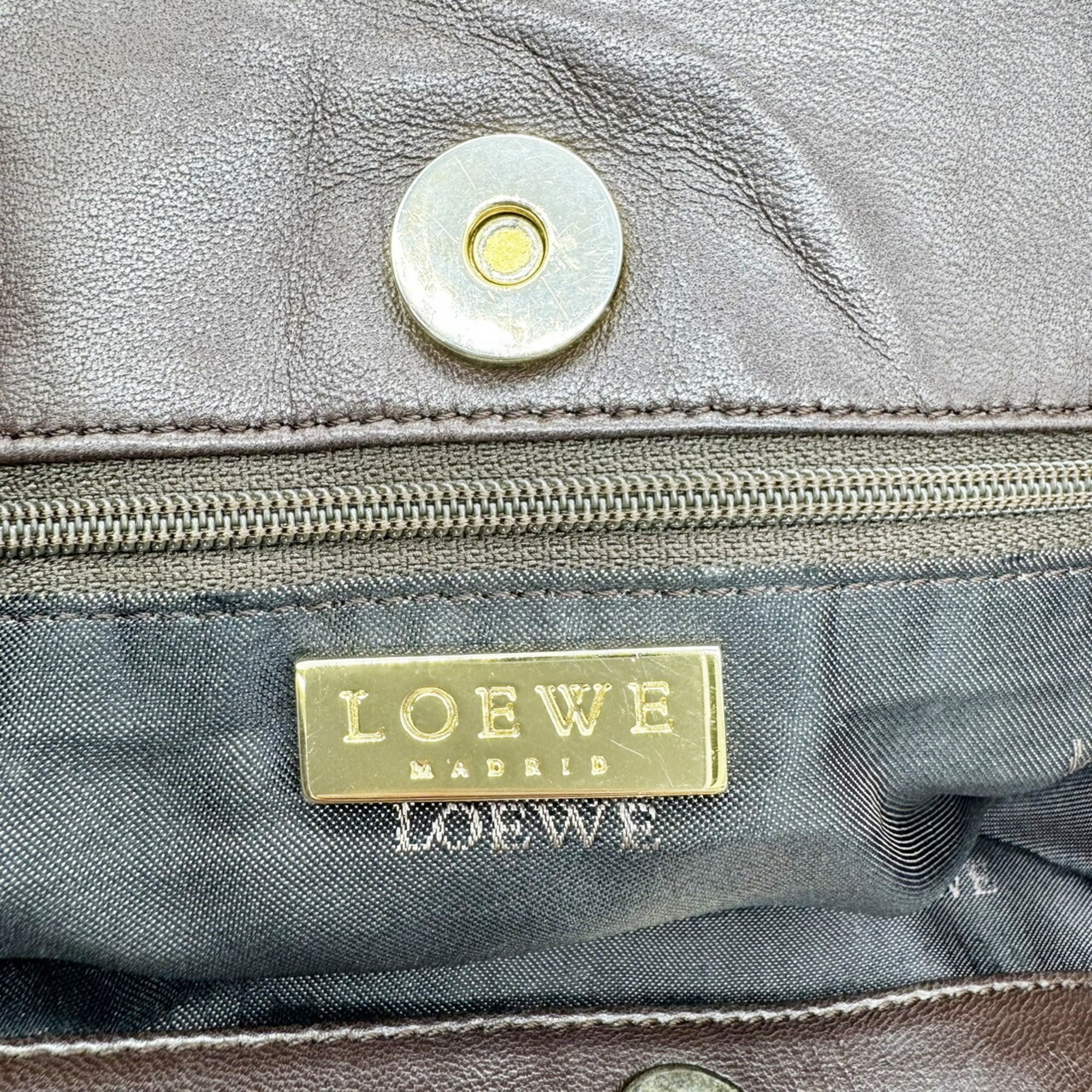 LOEWE Tote Handbag Nappa Leather Brown Women's Men's