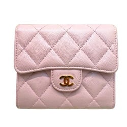 CHANEL Matelasse Classic Small Flap Wallet Tri-fold Caviar Skin Leather Pink AP0231 3 Women's