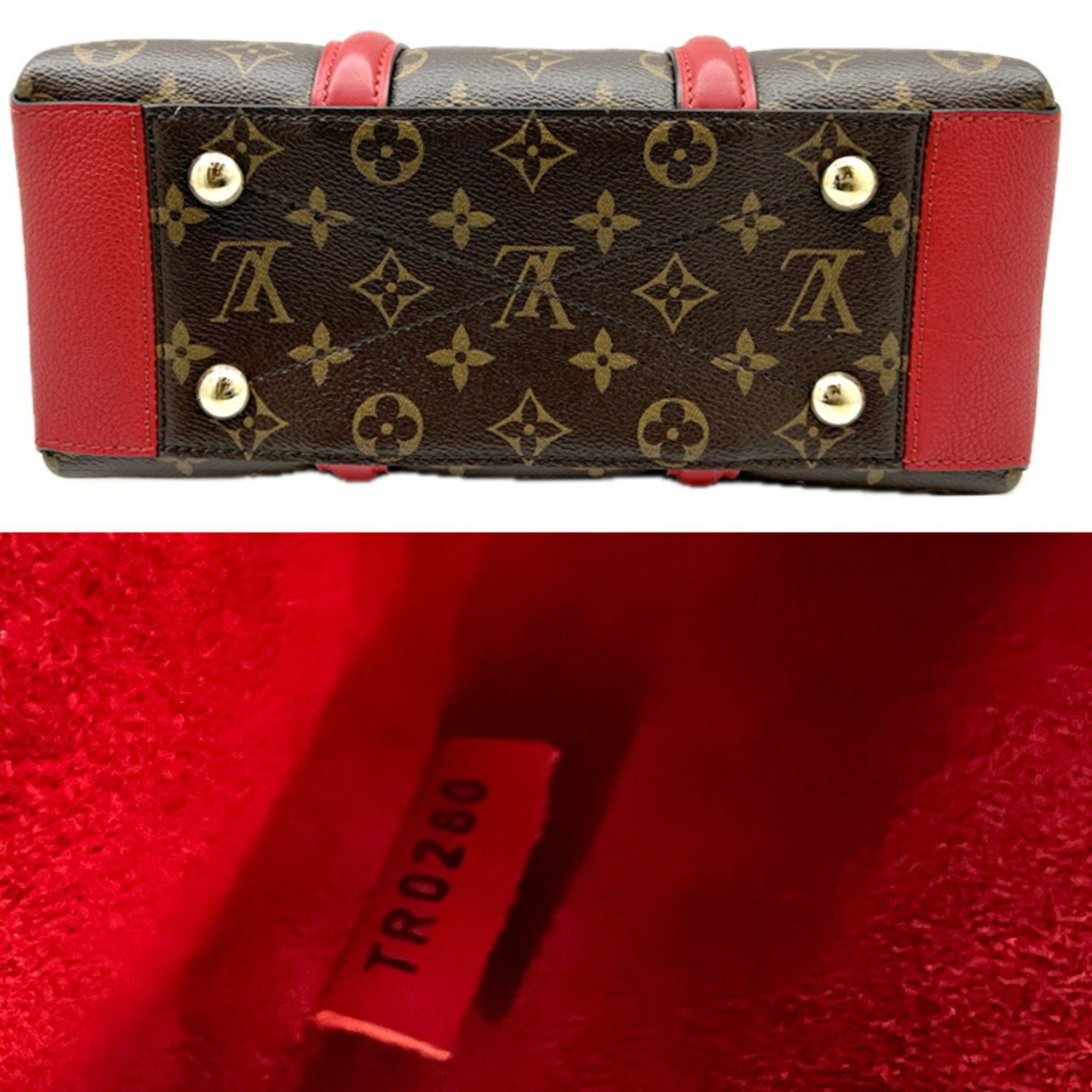 LOUIS VUITTON Louis Vuitton Monogram Soufflot BB M44818 TR0260 Shoulder Bag Handbag Brown Red Women's