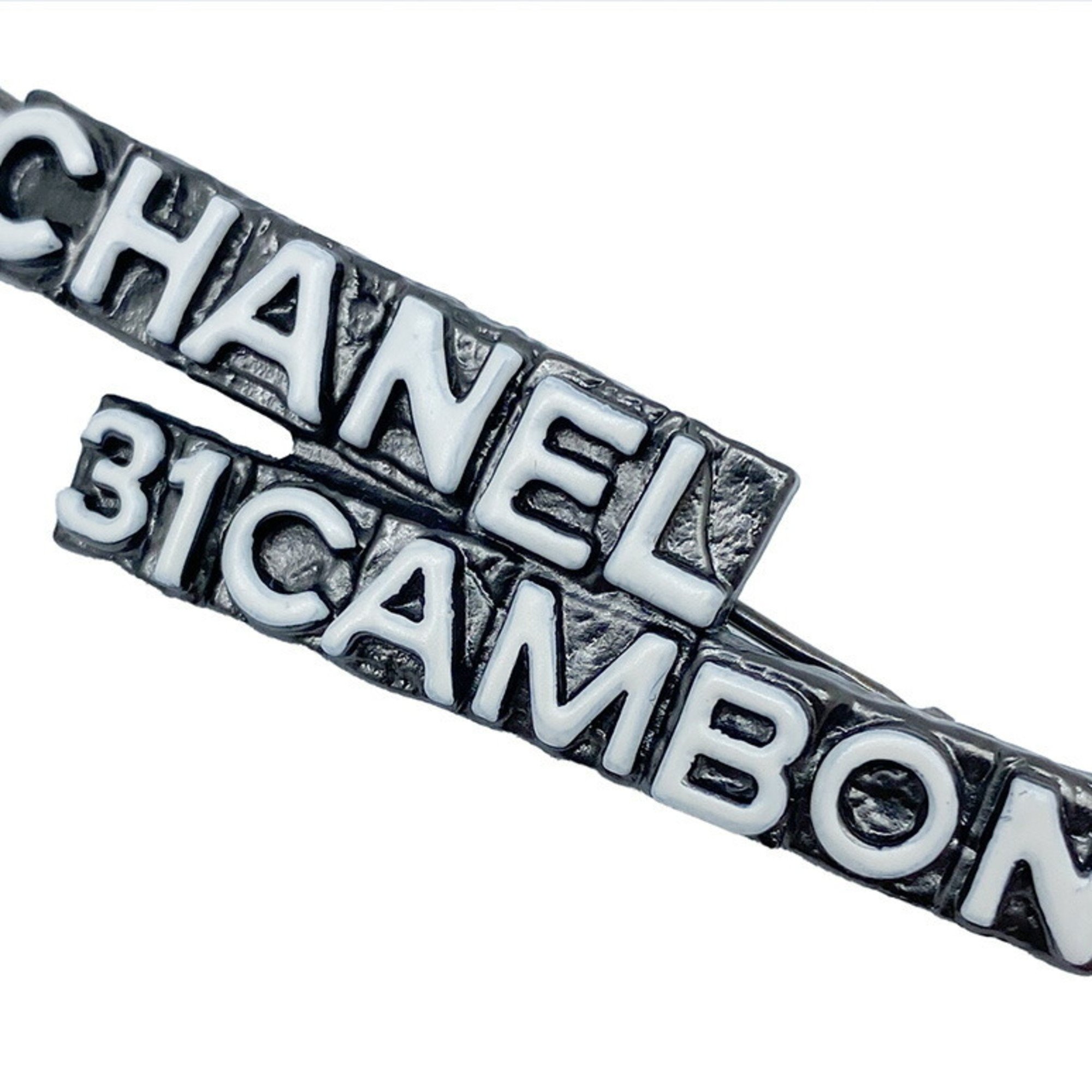 CHANEL Hair Clip Barrette 31CAMBON Metal White Black Women's