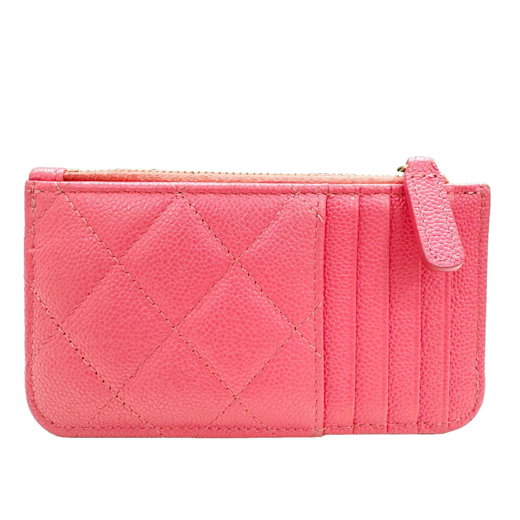 CHANEL Chanel Matelasse Coin Case Wallet Card Business Holder Caviar Skin AP2570 Pink Random Number Accessory Women's