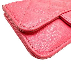 CHANEL Chanel Matelasse Coin Case Wallet Card Business Holder Caviar Skin AP2570 Pink Random Number Accessory Women's