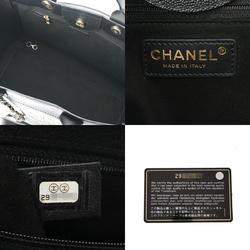 CHANEL Deauville Studded Tote Chain Black Champagne A57067 Women's Caviar Skin Bag