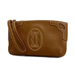 Cartier Marcello Leather Brown Women's Pouch