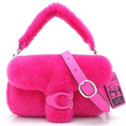 COACH Tabby Shoulder 18 CP955 2Way Bag LIL NAS x DROP BY Leather Shearling Bright Fuchsia Outlet 351194