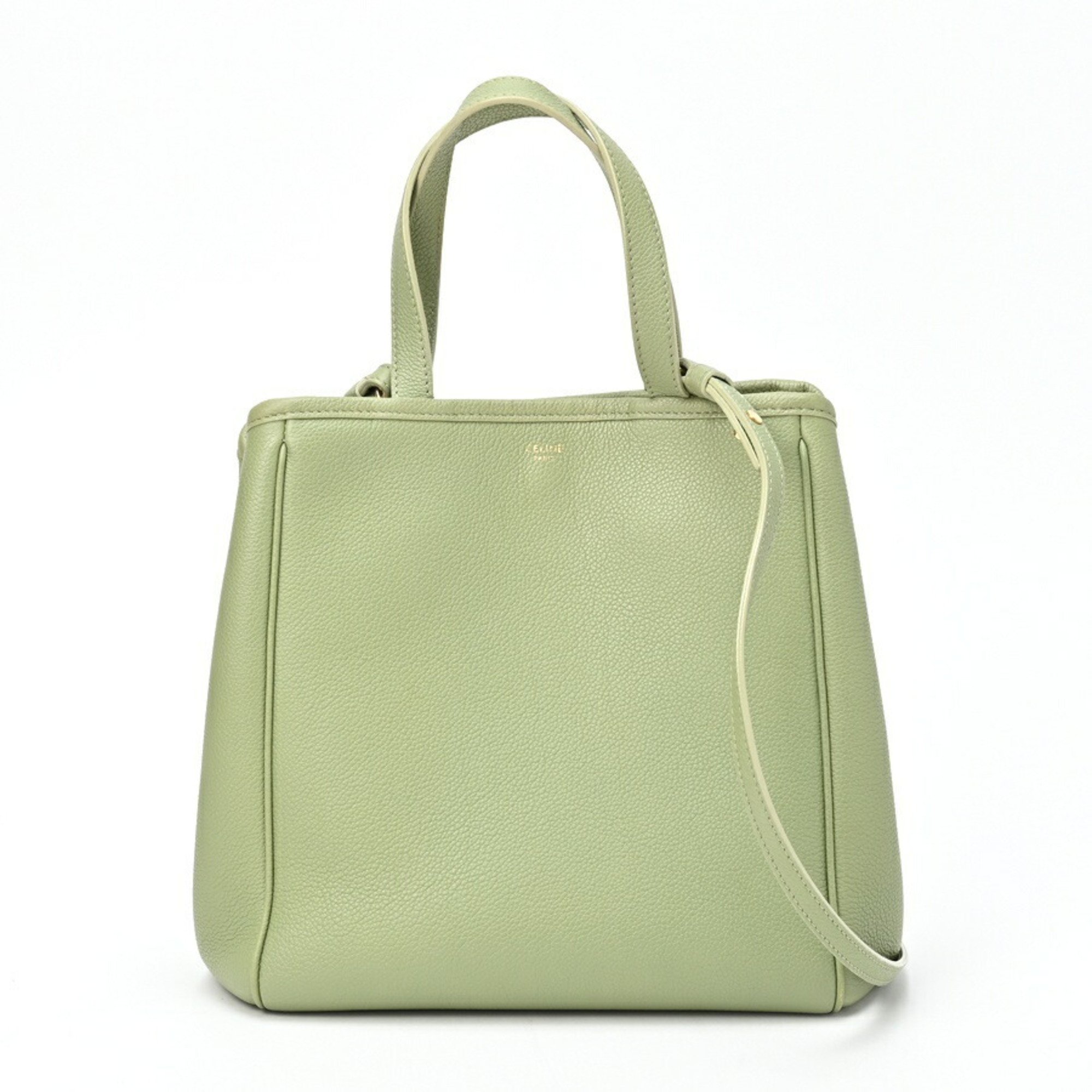 CELINE Small Fold Cabas 194073CR7.31SA Grained Calfskin Sage (Light Green) S-155417