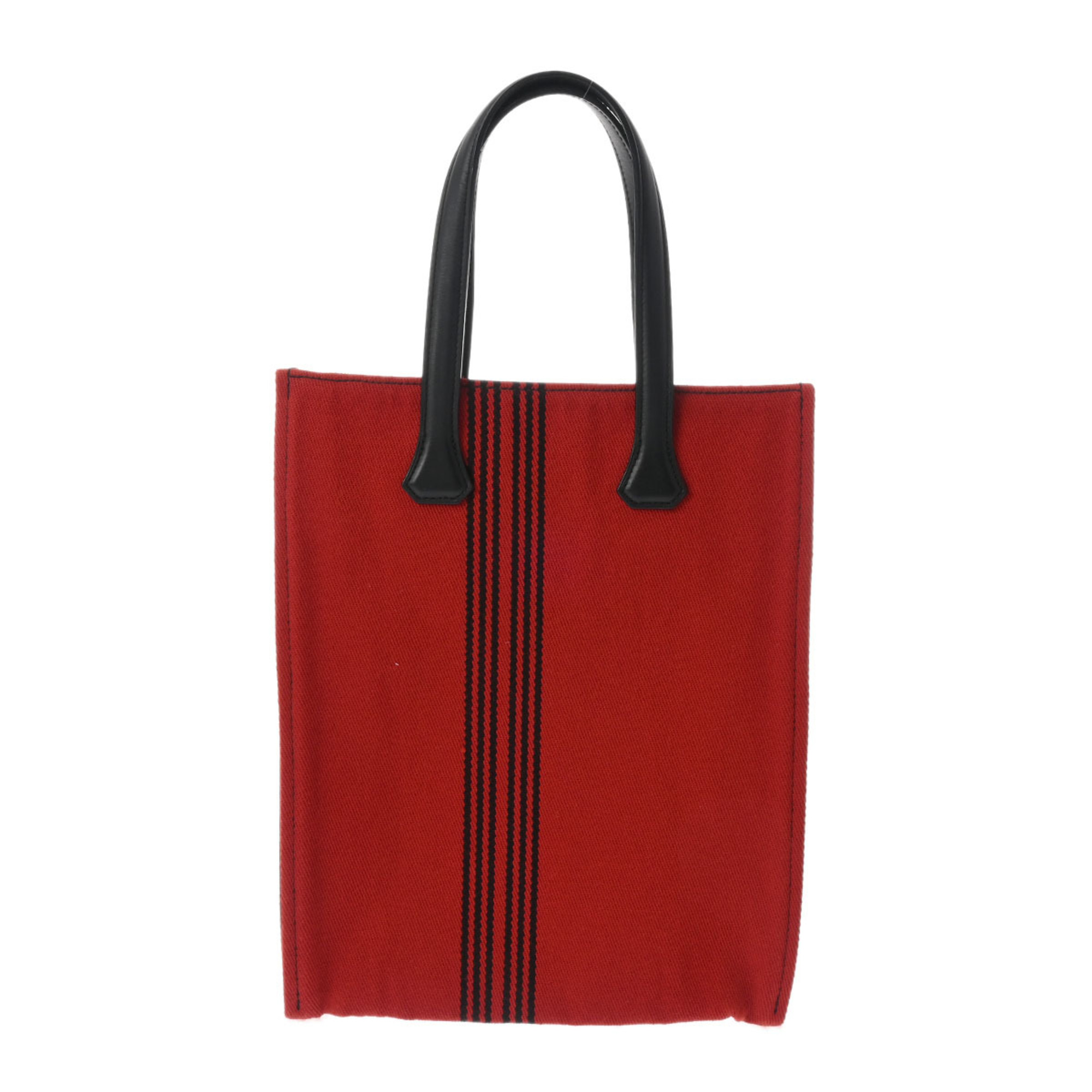 HERMES Potamos Cabas PM Red/Black Unisex Toile/Swift Leather Tote Bag