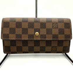 LOUIS VUITTON N61217 Portefeuille International Tri-fold Wallet Brown Damier Canvas Women's