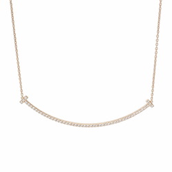 TIFFANY&Co. Tiffany T Smile Extra Large Diamond - Women's K18 Pink Gold Necklace