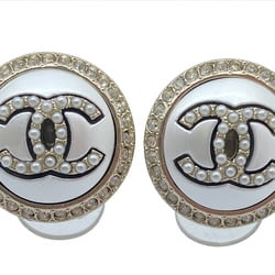 CHANEL Chanel Earrings Pierced Round Rhinestone Pearl Coco Mark C20K Accessories Women