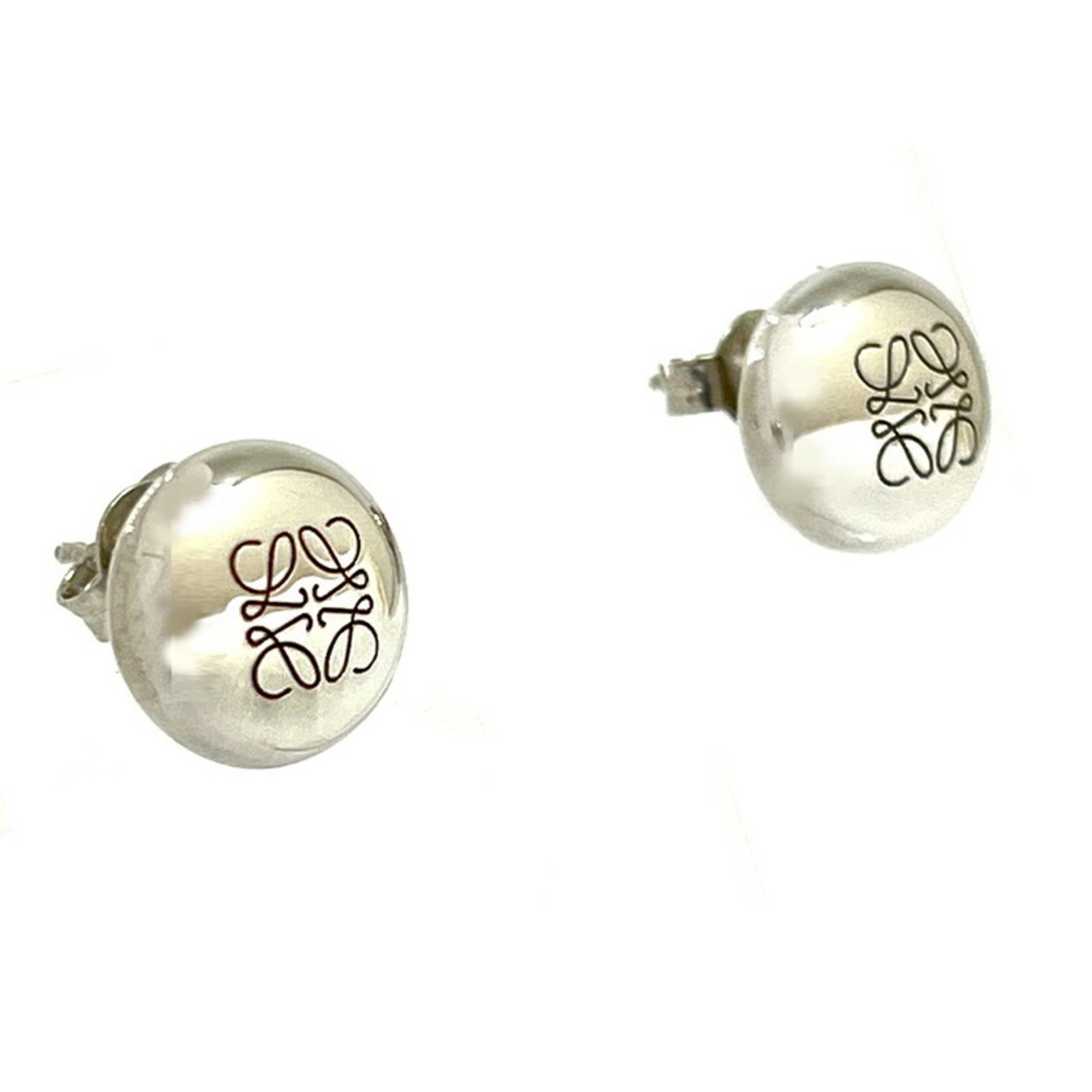 LOEWE Anagram Pebble Women's Stud Earrings SV925 Sterling Silver