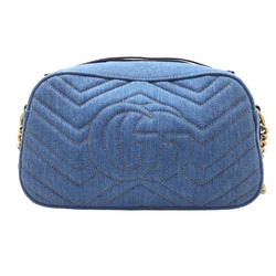 GUCCI GG Marmont denim shoulder bag 447632 Blue Shoulder camera Bag Women's