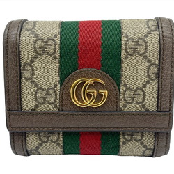 GUCCI Offdia GG Tri-fold Wallet Compact 523174 Supreme Canvas Leather Beige Brown Green Red Box Women's Men's