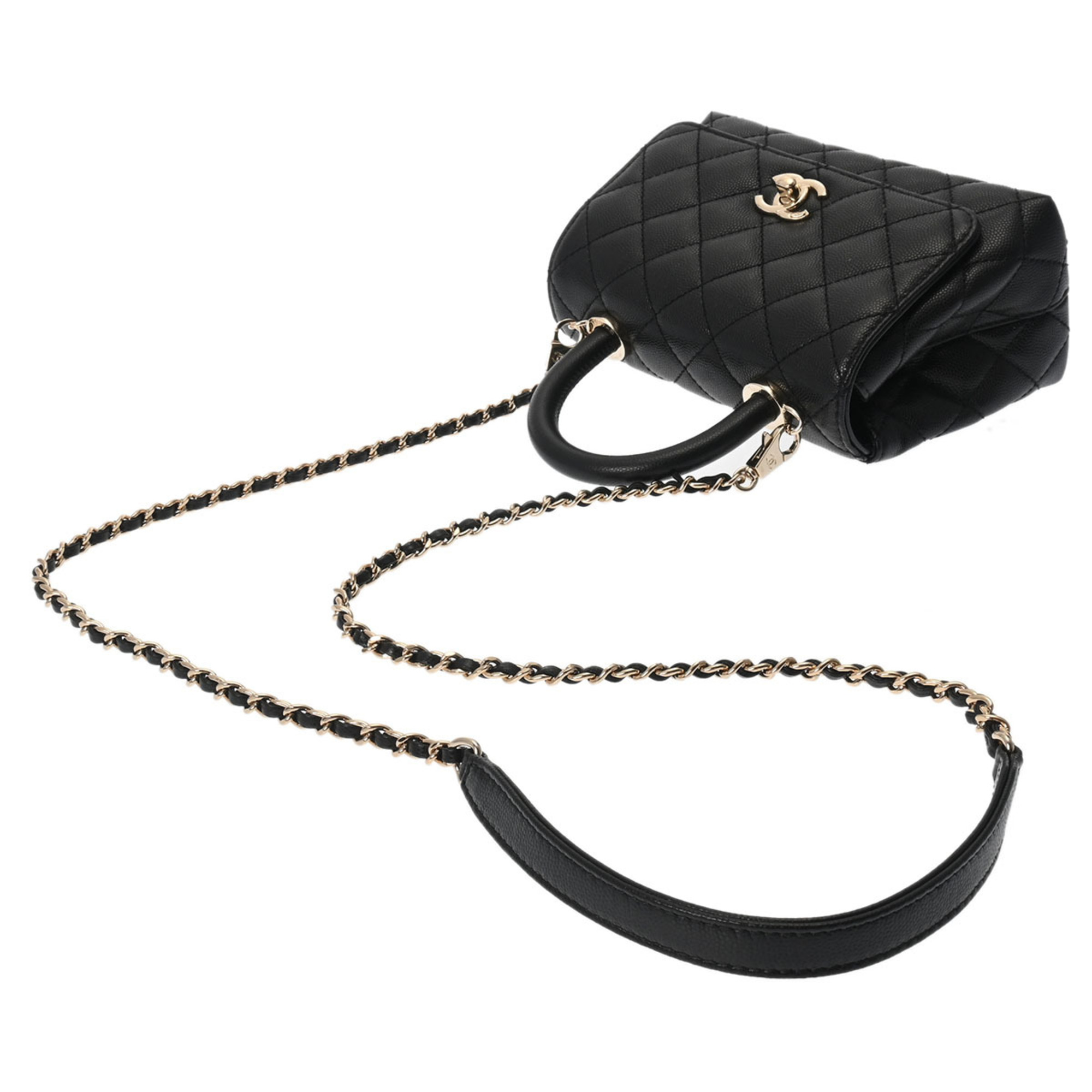 Chanel AS2215 Women's Caviar Leather Handbag Black,Champagne,Champagne Gold
