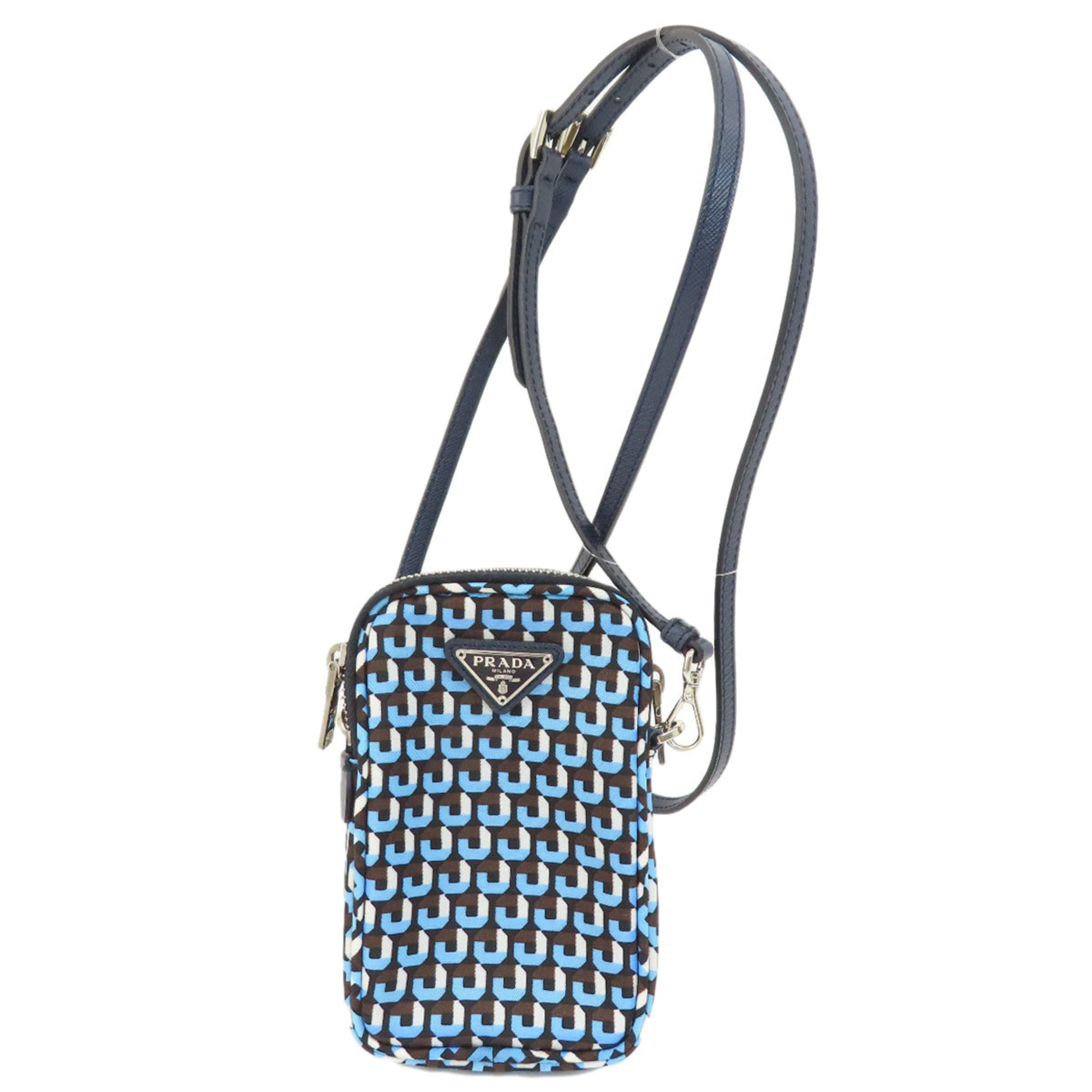 Prada shoulder bag with metal fittings, nylon material, for women, PRADA
