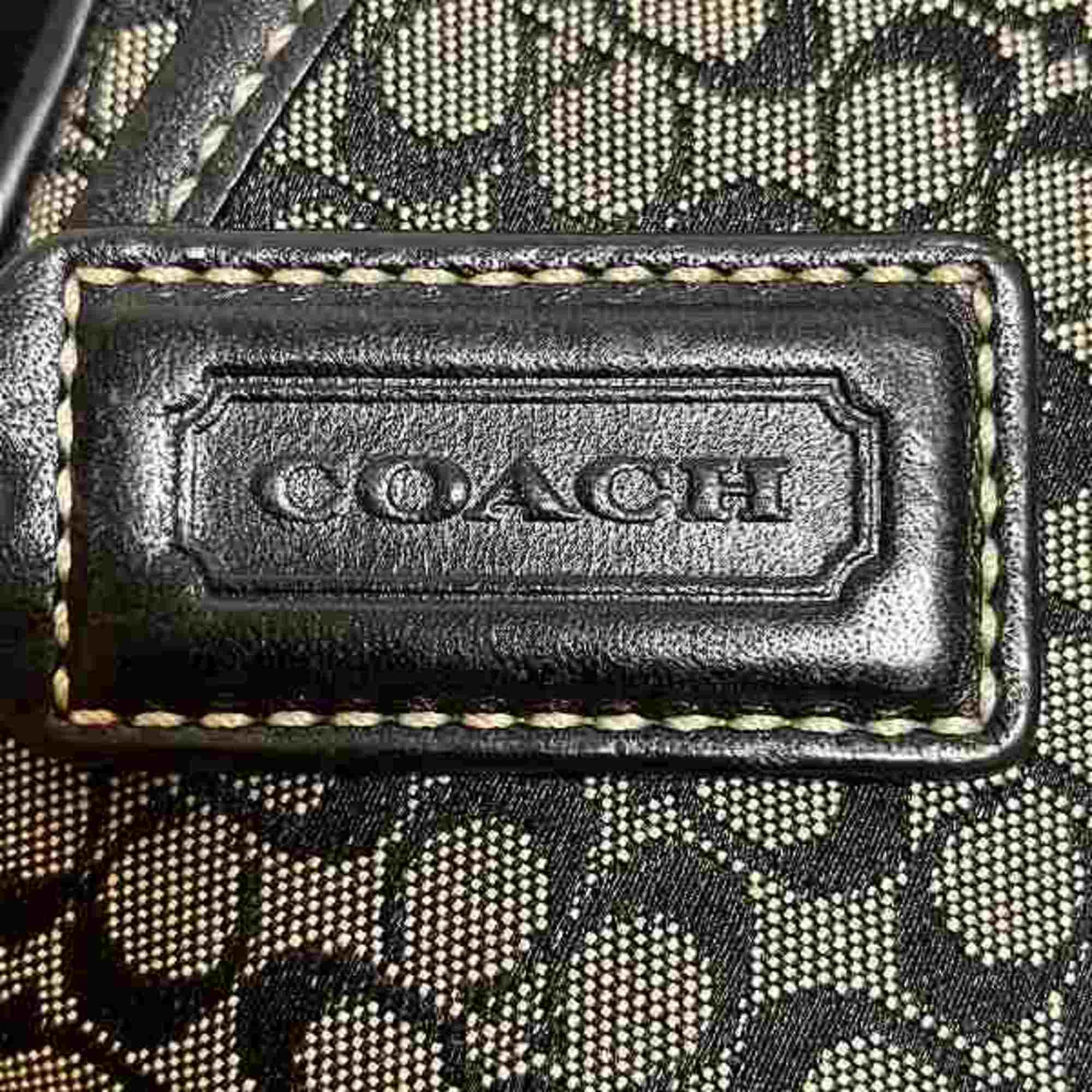 COACH Signature 6376 Grey x Black Canvas Leather Bag Shoulder for Women