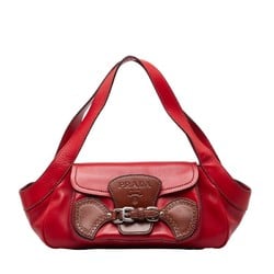 Prada Bag Handbag BR3021 Red Brown Leather Women's PRADA