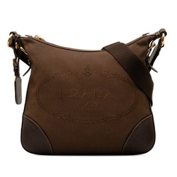 Prada Shoulder Bag Brown Leather Jacquard Women's PRADA