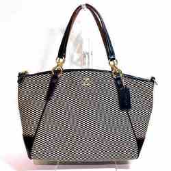 Coach COACH F57244 Milk x Black Canvas Leather Bag Handbag Shoulder Women's