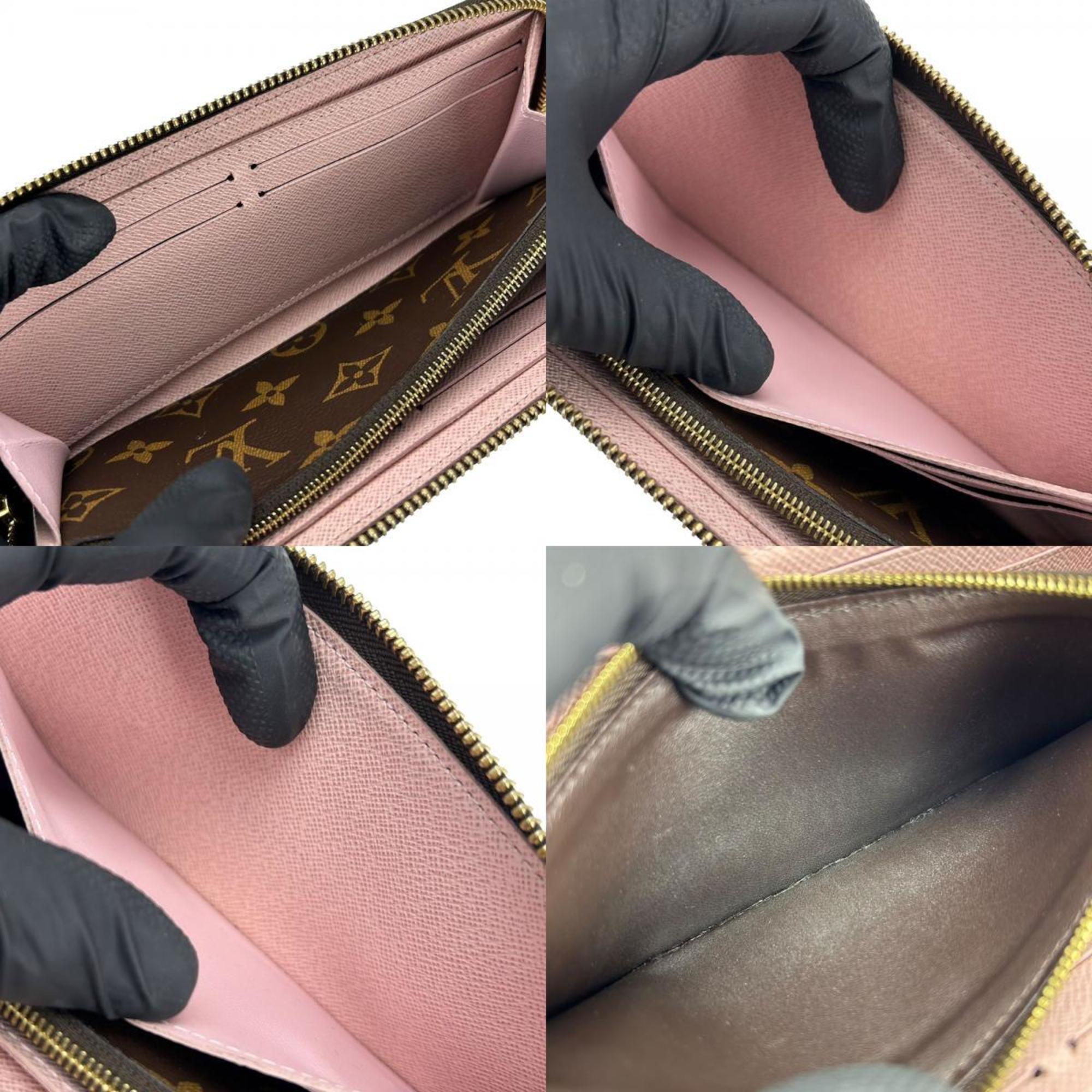 Louis Vuitton Long Wallet Portefeuille Clemence M61298 Monogram Canvas Rose Ballerine Brown Round Pink Women's LOUIS VUITTON