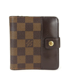 Louis Vuitton Bi-fold Wallet Compact Zip N61668 Damier Canvas Leather Brown Accessories Women's LOUIS VUITTON
