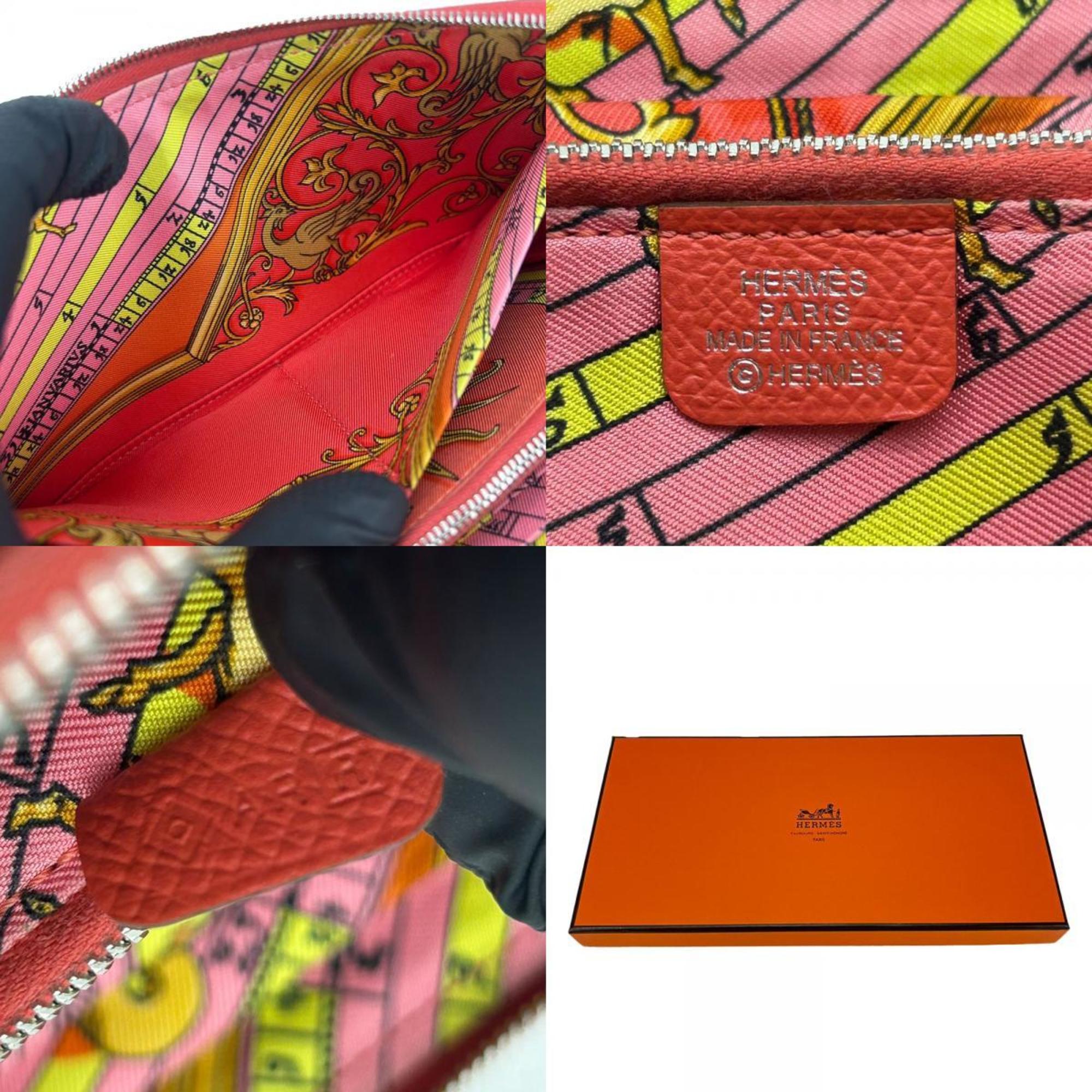 Hermes Long Wallet Azap Silk In Veau Epsom Pink □R Stamped Women's HERMES