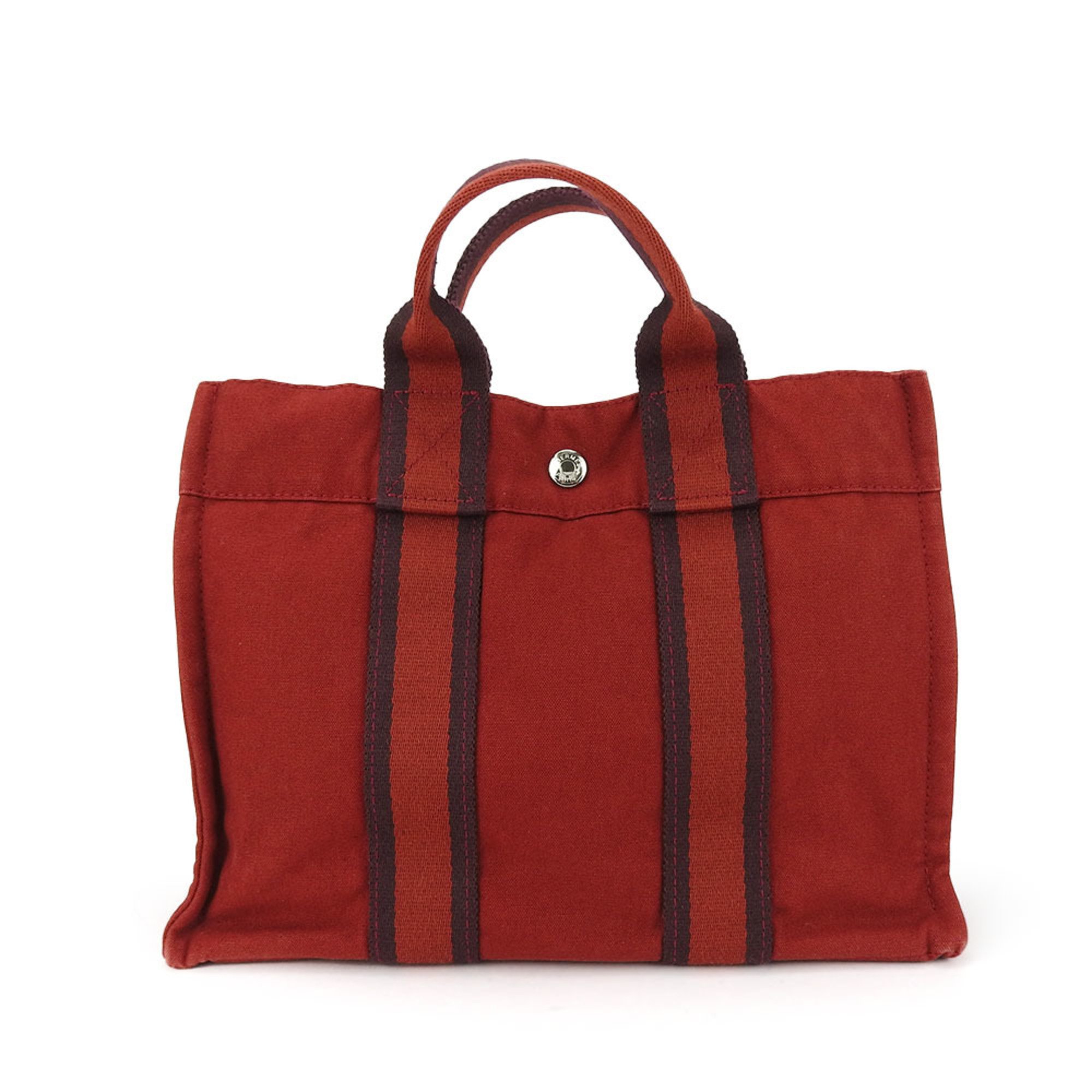 Hermes Handbag Foult PM Canvas Red Tote Bicolor Women's Men's HERMES