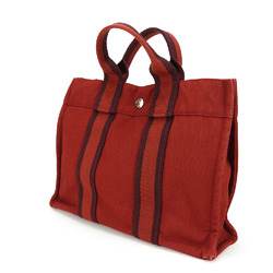 Hermes Handbag Foult PM Canvas Red Tote Bicolor Women's Men's HERMES