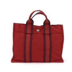 Hermes Handbag Foult PM Canvas Red Tote Bicolor Women's Men's HERMES