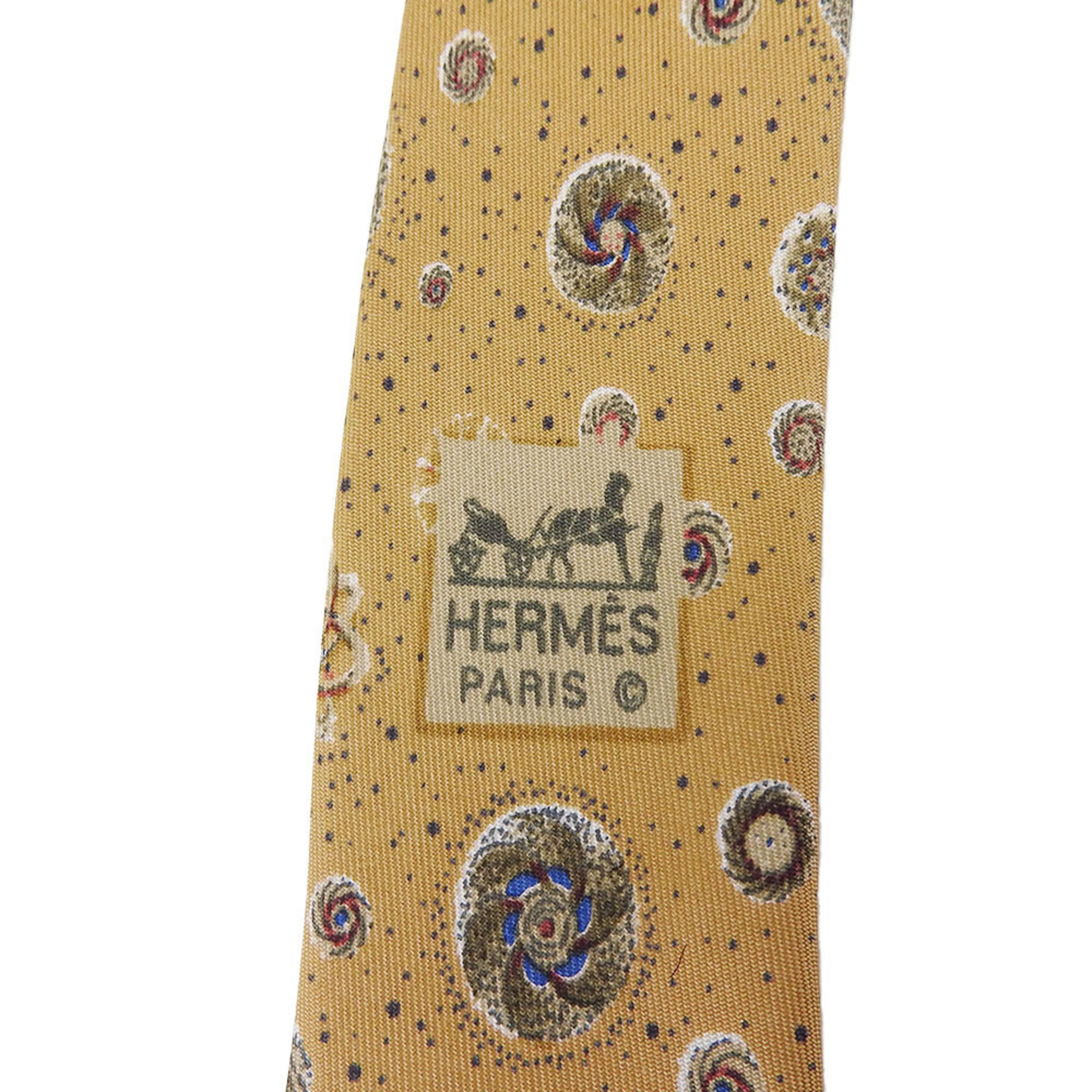 Hermes Necktie Silk Beige Khaki Men's HERMES