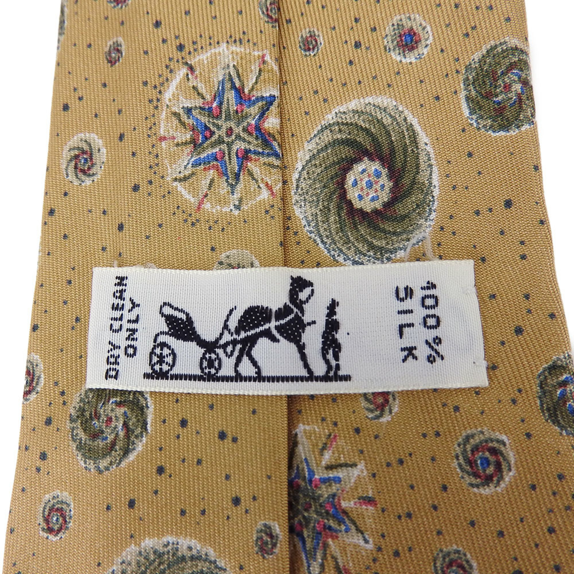 Hermes Necktie Silk Beige Khaki Men's HERMES